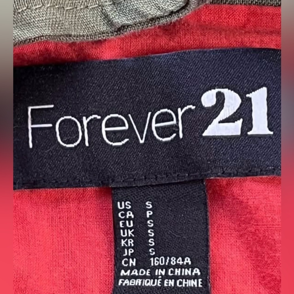 Forever 21 Khaki Hoodie Pull-String Vest with Metal Studs, Great w Tights - Picture 7 of 11